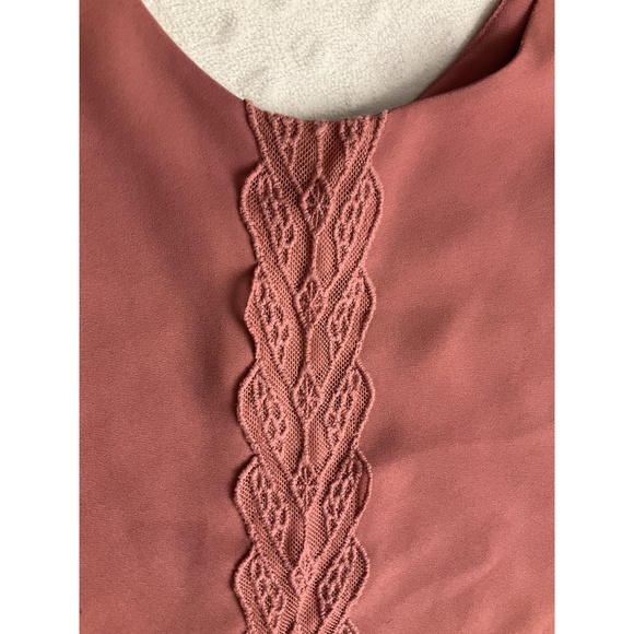 ASTR The Label Mauve 3/4 Sleeve Scoop Neck Lace Trim Dress Boho Womens - Picture 2 of 7